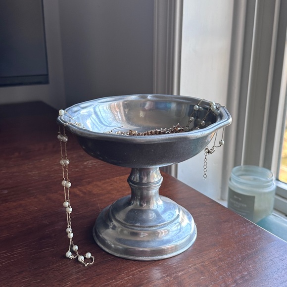 Cottagecore Vintage/Antique Pewter Pedestal Dish/Tray - Picture 7 of 8